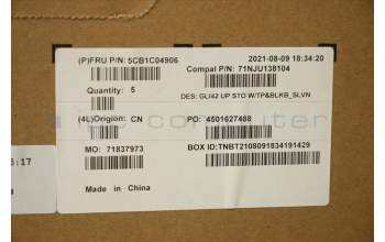 Lenovo 5CB1C04906 COVER UpperCaseASM_SLV C82L3 StoBL