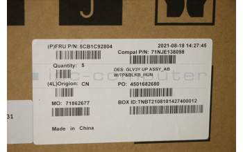 Lenovo 5CB1C92804 COVER Upper Case ASM_HUN C20WE AB BLKB N