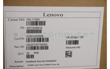 Lenovo 5CB1C93598 COVER Lower CaseH20WH DcovW/PogopinPRC