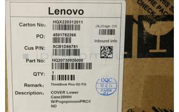 Lenovo 5CB1D66781 COVER Lower Case20WH W/PogopinnonPRC/IND
