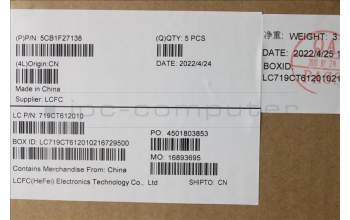 Lenovo 5CB1F27138 C-Cover with keyboard,Belgian,Cloud Grey,Non_FingerPrint