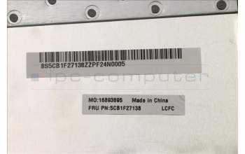 Lenovo 5CB1F27138 C-Cover with keyboard,Belgian,Cloud Grey,Non_FingerPrint