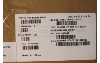 Lenovo 5CB1F36651 COVER UpperCaseASM_CZE/SLK C82R1 NFP CG