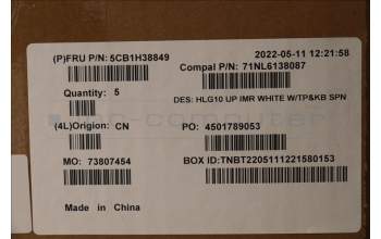 Lenovo 5CB1H38849 COVER Upper Case ASM_SPA C 82S9 WHT