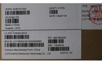 Lenovo 5CB1H71023 COVER Upper Case ASM_SPA L82RG SG W/RGB