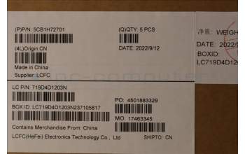 Lenovo 5CB1H72701 C-Abdeckung mit Tastatur, Englisch (GB), arktisgrau, Hintergrundbeleuchtung, Fingerabdruckleser