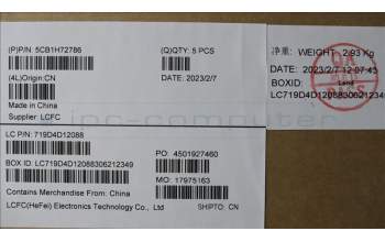 Lenovo 5CB1H72786 COVER Upper Case ASM_NORDIC L82RM MB_FP