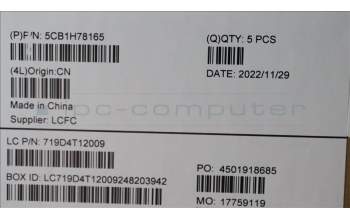 Lenovo 5CB1H78165 COVER Upper Case ASM_UKE L82RK FP MB BL