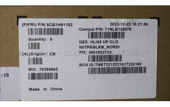 Lenovo 5CB1H81102 COVER UpperCaseASM_NORDIC C82SH CloBL