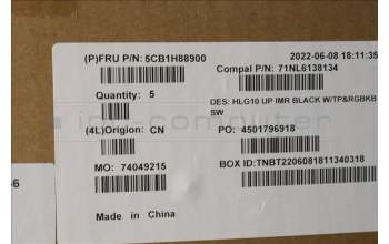 Lenovo 5CB1H88900 COVER UpperCase ASM_SWS C82S9RGB BLA