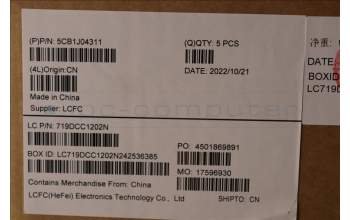 Lenovo 5CB1J04311 COVER Upper Case ASM_JPN L82TF RGBOG