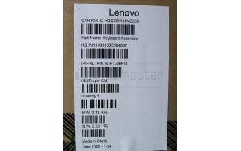 Lenovo 5CB1J08814 C-Cover with keyboard, Belgian, Storm Grey