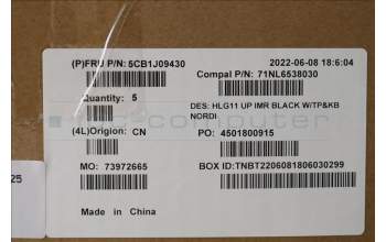 Lenovo 5CB1J09430 COVER Upper Case ASM_NORDIC C 82SA BLA