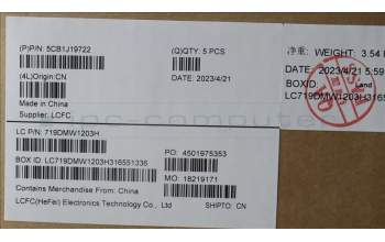 Lenovo 5CB1J19722 COVER Upper Case ASM_FRA/ARA L82V7 NFPAB