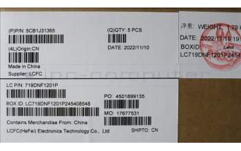 Lenovo 5CB1J31365 COVER Upper Case ASM_JPN L82U9 CLGY