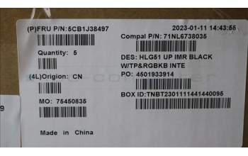 Lenovo 5CB1J38497 COVER UpperCaseASM_EUROENG C82SCRGB BLA