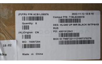 Lenovo 5CB1J38976 COVER Upper Case ASM_RUS C 82SB BLA