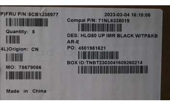 Lenovo 5CB1J38977 COVER Upper Case ASM_ARA C 82SB BLA