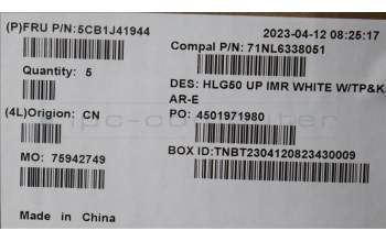 Lenovo 5CB1J41944 COVER Upper Case ASM_ARA C 82SB WHT