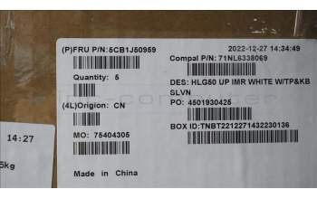 Lenovo 5CB1J50959 COVER Upper Case ASM_SLV C 82SB WHT