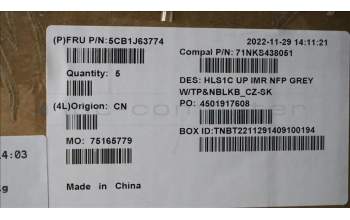 Lenovo 5CB1J63774 COVER UpperCaseASM_CZE/SLK C82VF NFP CG