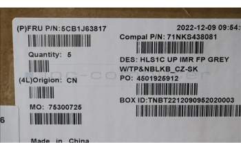 Lenovo 5CB1J63817 COVER UpperCaseASM_CZE/SLK C82VF FP CG