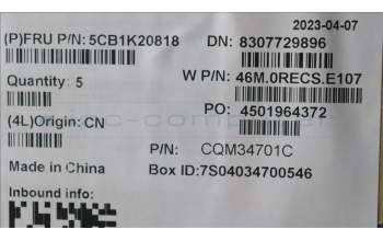 Lenovo 5CB1K20818 COVER Upper Case ASM_ITA W82XX AG