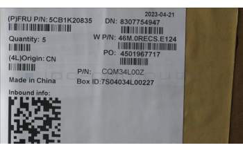 Lenovo 5CB1K20835 COVER Upper Case ASM_NORDIC W82XX AG