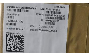 Lenovo 5CB1K20869 COVER Upper Case ASM_BEL W82XX SB BL