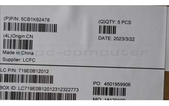 Lenovo 5CB1K62478 COVER Upper Case ASM_NORDIC L83B1 OAT