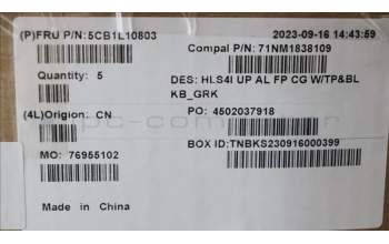 Lenovo 5CB1L10803 COVER UpperCase_GRE C82XD FP CG BL AL