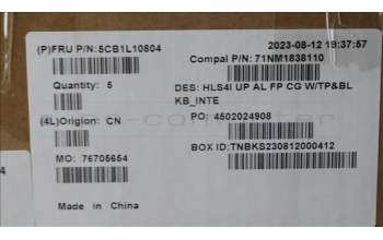 Lenovo 5CB1L10804 COVER UpCase_EUROENG C82XD FP CG BL AL