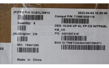 Lenovo 5CB1L10813 COVER UpperCase_UKE C82XD FP CG BL AL