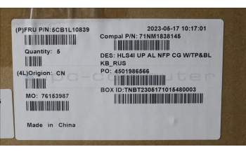 Lenovo 5CB1L10839 COVER UpperCase_RUS C82XD NFP CG BL AL