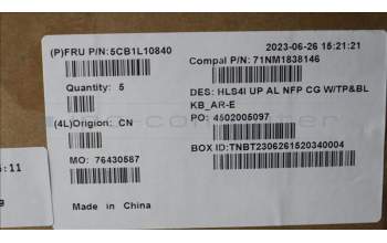 Lenovo 5CB1L10840 C-Cover with keyboard,Arabic,Cloud Grey,Backlight,Non_Fingerprint