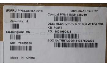 Lenovo 5CB1L10913 COVER UpperCase_POR C82XD NFP CG NBL PL