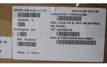 Lenovo 5CB1L11175 COVER UpCase_NORDIC C82XD NFP AB BL AL