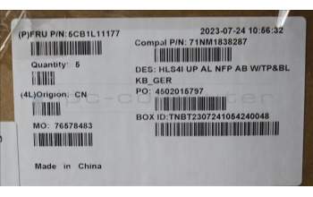 Lenovo 5CB1L11177 COVER UpperCase_GER C82XD NFP AB BL AL