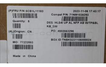 Lenovo 5CB1L11183 COVER UpperCase_SWS C82XD NFP AB BL AL