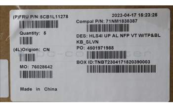 Lenovo 5CB1L11278 COVER UpperCase_SLV C82XD NFP VT BL AL