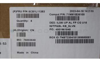 Lenovo 5CB1L11383 COVER UpperCase_SLV C82XF FP CG BL AL