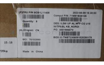 Lenovo 5CB1L11408 COVER UpCase_NORDIC C82XF NFP CG BL AL