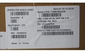 Lenovo 5CB1L14292 COVER UpperCase_RUS C82XF NFP AB BL AL