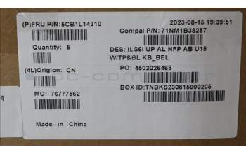 Lenovo 5CB1L14310 COVER UpperCase_BEL C82XF NFP AB BL AL