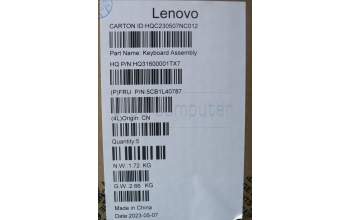 Lenovo 5CB1L40787 COVER Upper Case ASM_ENG H 82YL FP STGY
