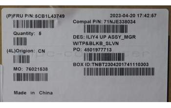 Lenovo 5CB1L43749 COVER UpperCaseASM_SLV C21JG MG BL