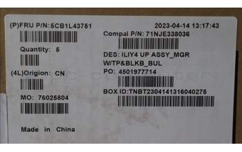 Lenovo 5CB1L43751 COVER UpperCaseASM_BUL C21JG MG BL