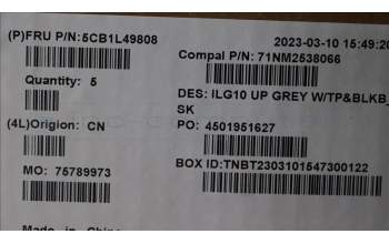 Lenovo 5CB1L49808 COVER Upper Case ASM_CZE/SLK C 82XV BL