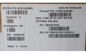 Lenovo 5CB1L50563 C-Cover with keyboard,Bulgarian,Abyss Blue,Backlight,Non_Fingerprint