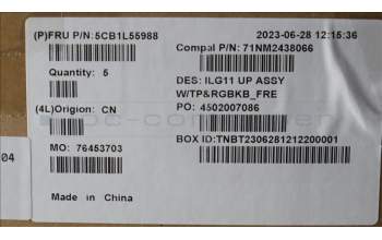 Lenovo 5CB1L55988 COVER Upper Case ASM_FRA C 82XW RGB